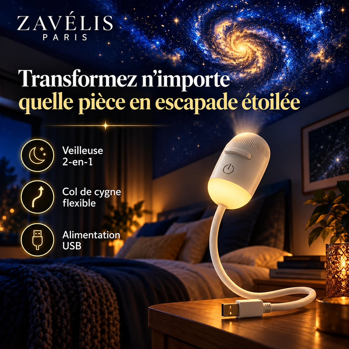 Zavelis™ Projecteur Galaxie 2-en-1 GalaxyGlow