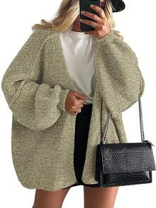 Zavelis™ Gilet Oversize en Maille Ouvert sur le Devant - Vert