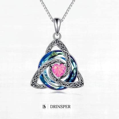Zavelis™ Collier Nœud Celtique de la Trinité avec Pierre de Naissance