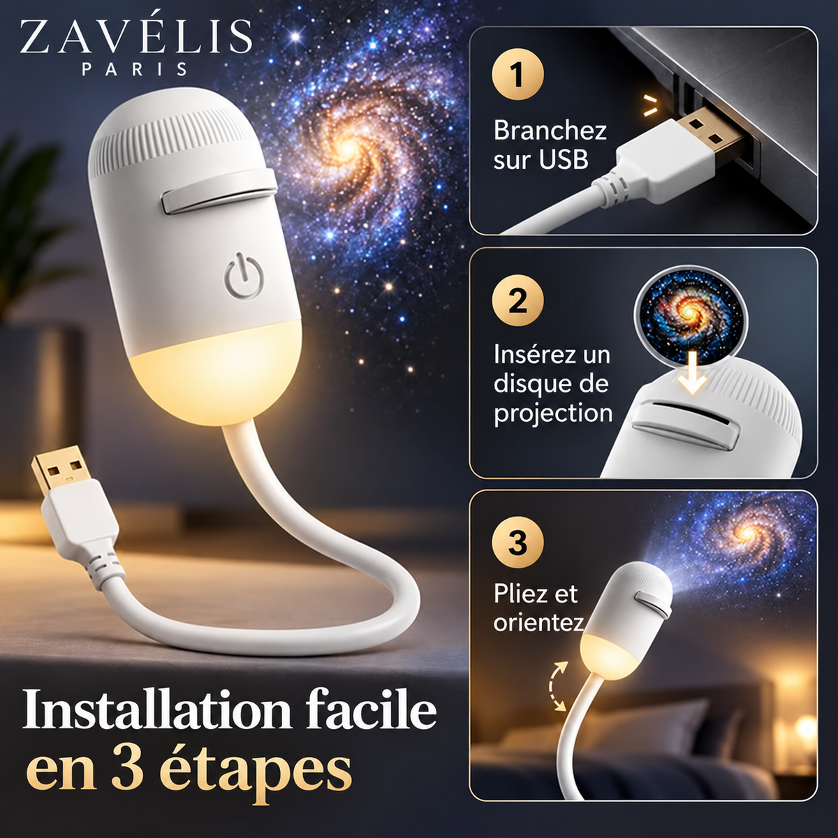 Zavelis™ Projecteur Galaxie 2-en-1 GalaxyGlow