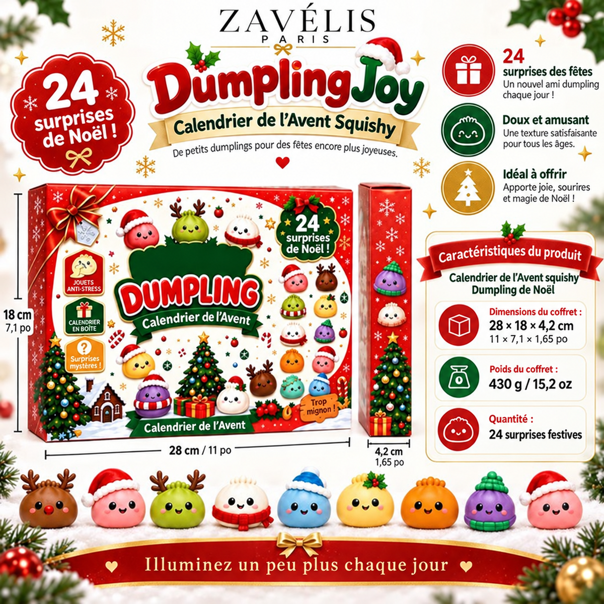 Zavelis™ Calendrier de l’Avent Squishy DumplingJoy
