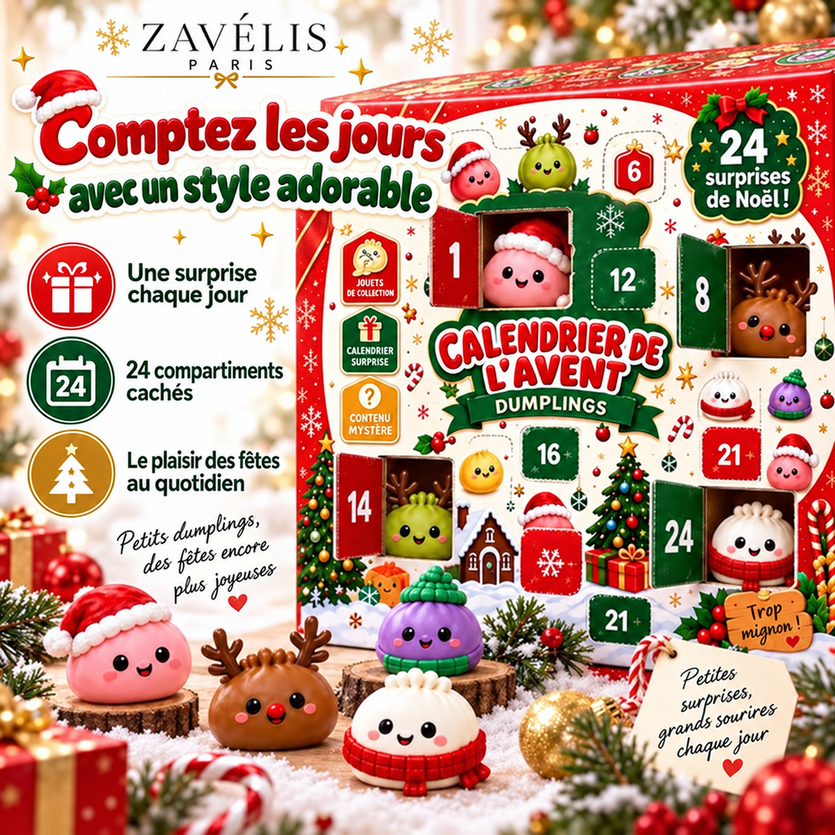 Zavelis™ Calendrier de l’Avent Squishy DumplingJoy