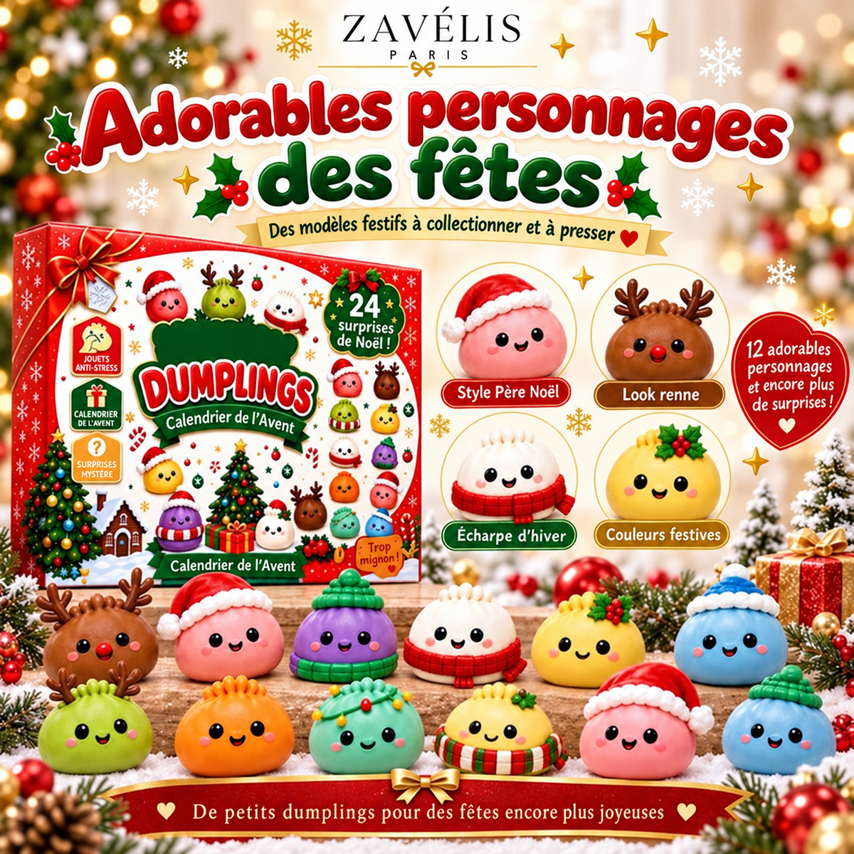 Zavelis™ Calendrier de l’Avent Squishy DumplingJoy