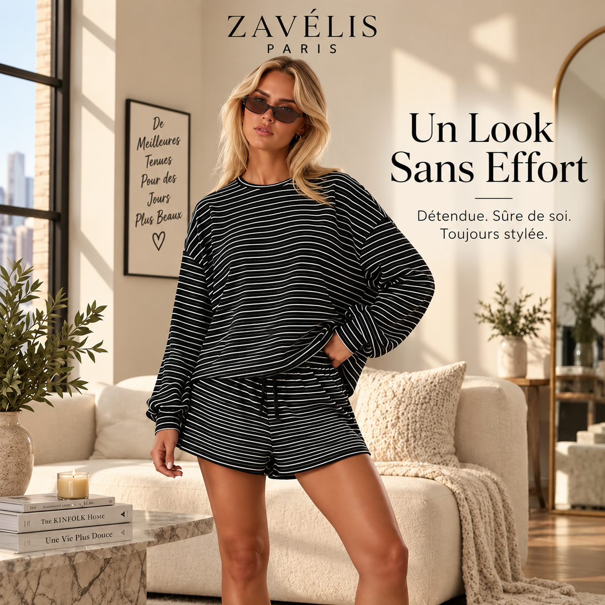 Zavelis™ Ensemble Rayé Femme