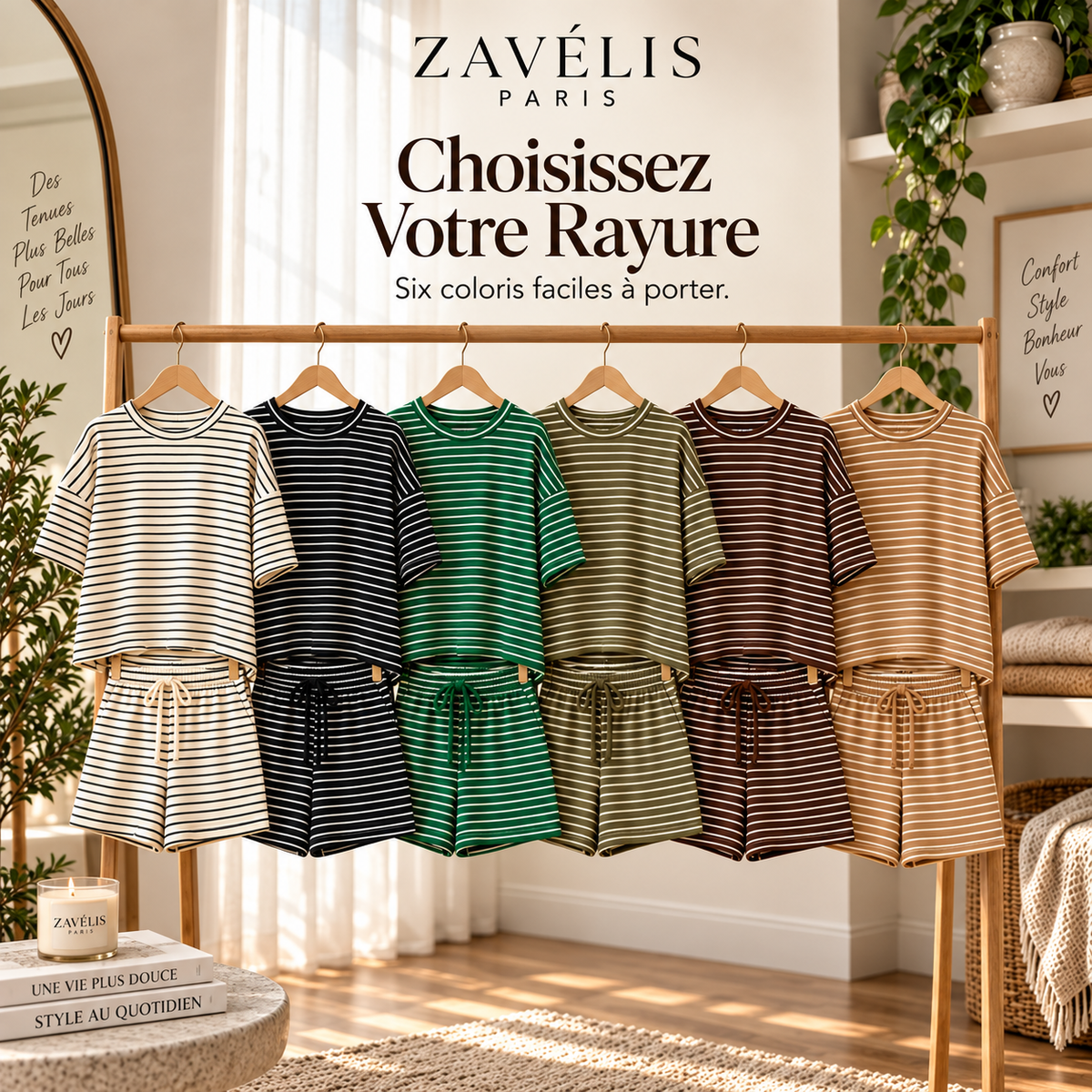 Zavelis™ Ensemble Rayé Femme
