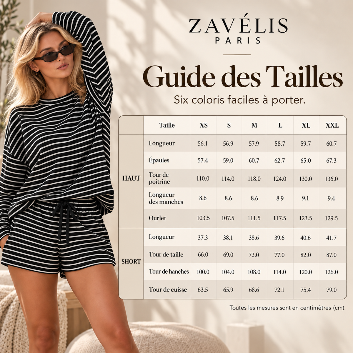 Zavelis™ Ensemble Rayé Femme