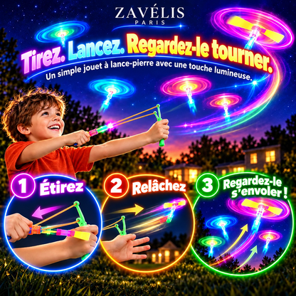 Zavelis™ Hélicoptère Volant LED avec Lanceur Élastique