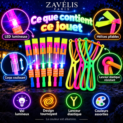 Zavelis™ Hélicoptère Volant LED avec Lanceur Élastique