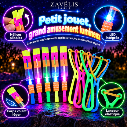 Zavelis™ Hélicoptère Volant LED avec Lanceur Élastique
