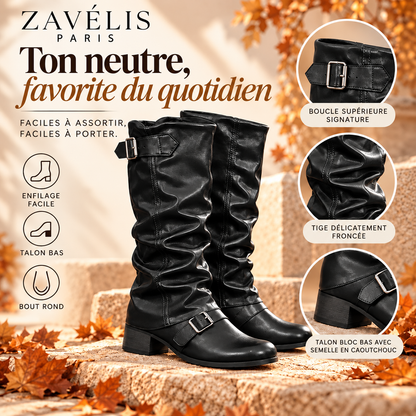 Zavelis™ Bottes Western Froncées Mi-Mollet