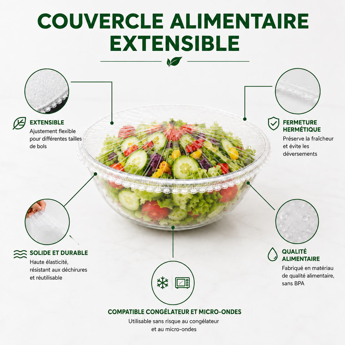 Zavelis™ Housses Alimentaires Extensibles FreshSeal