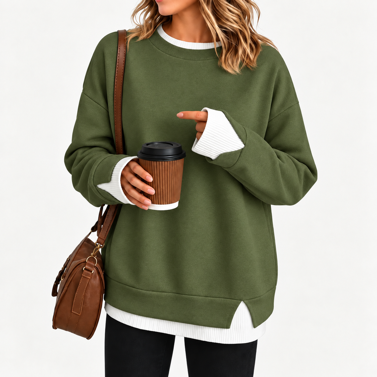 Zavelis™ Sweat Patchwork à Effet Superposé