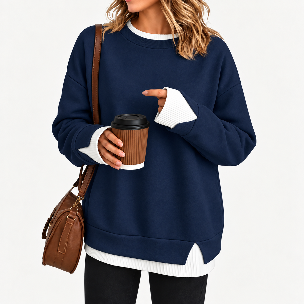 Zavelis™ Sweat Patchwork à Effet Superposé