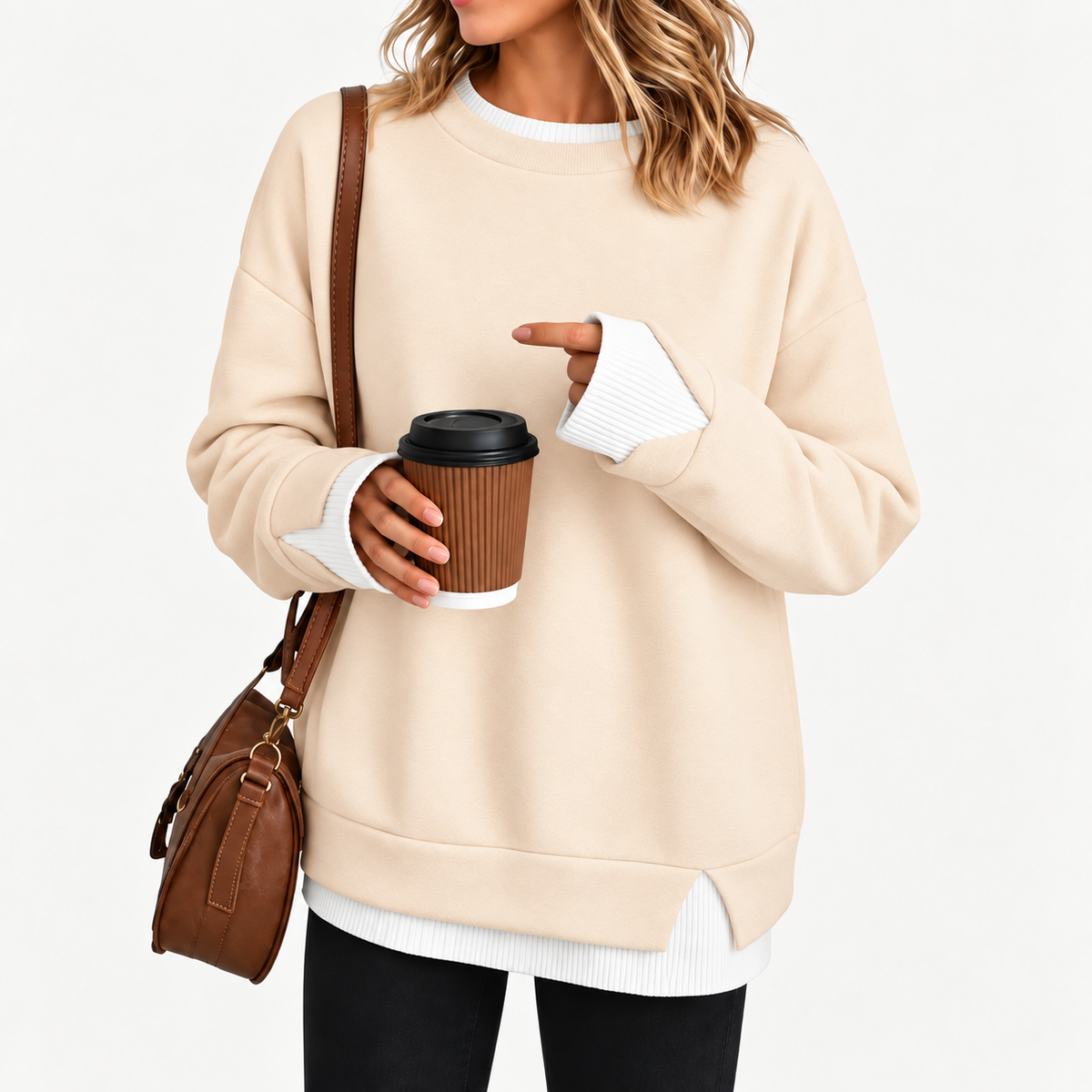Zavelis™ Sweat Patchwork à Effet Superposé