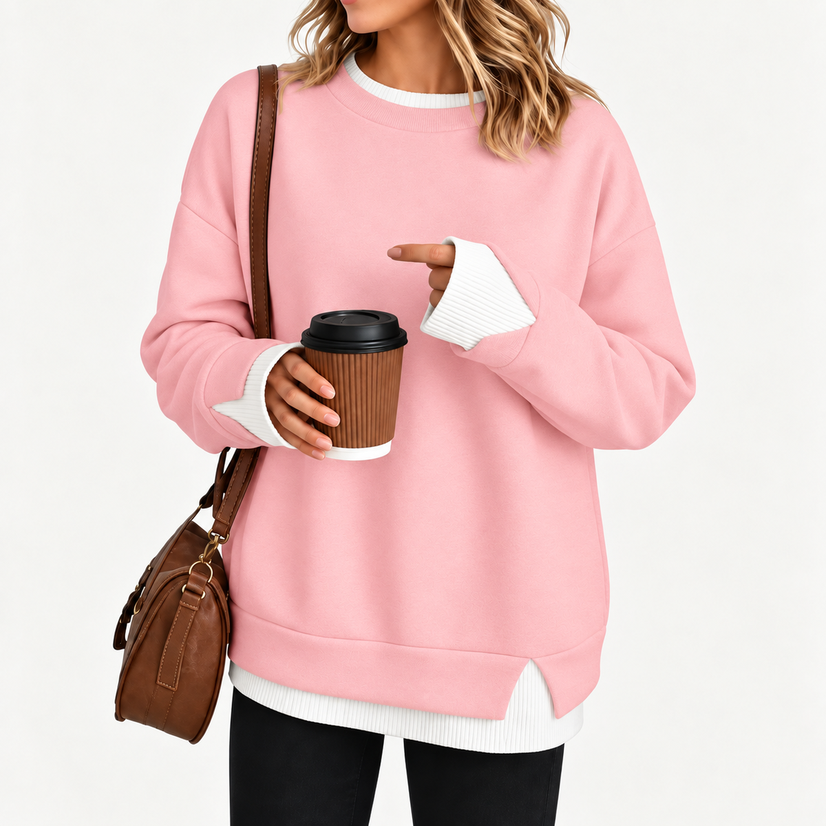 Zavelis™ Sweat Patchwork à Effet Superposé