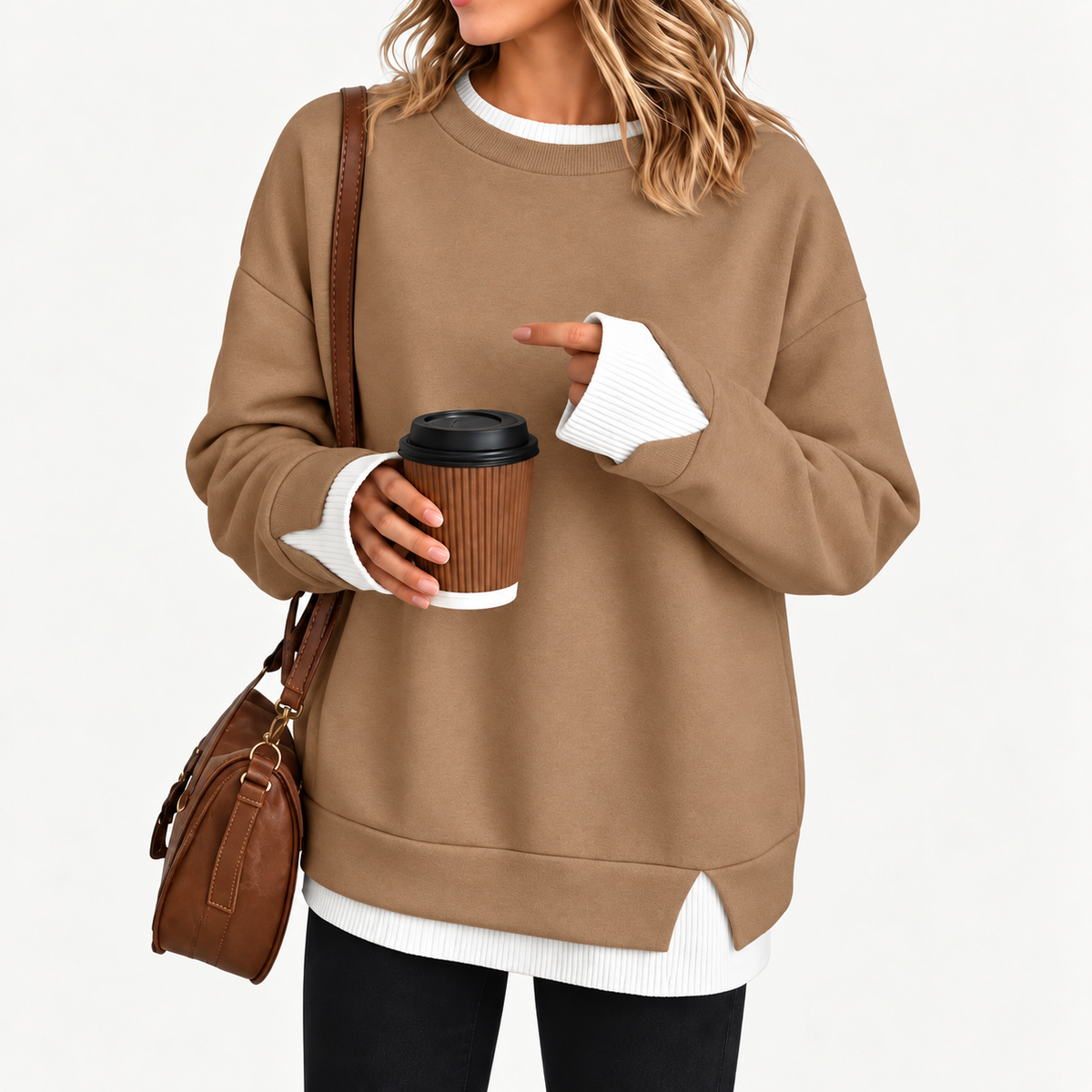 Zavelis™ Sweat Patchwork à Effet Superposé