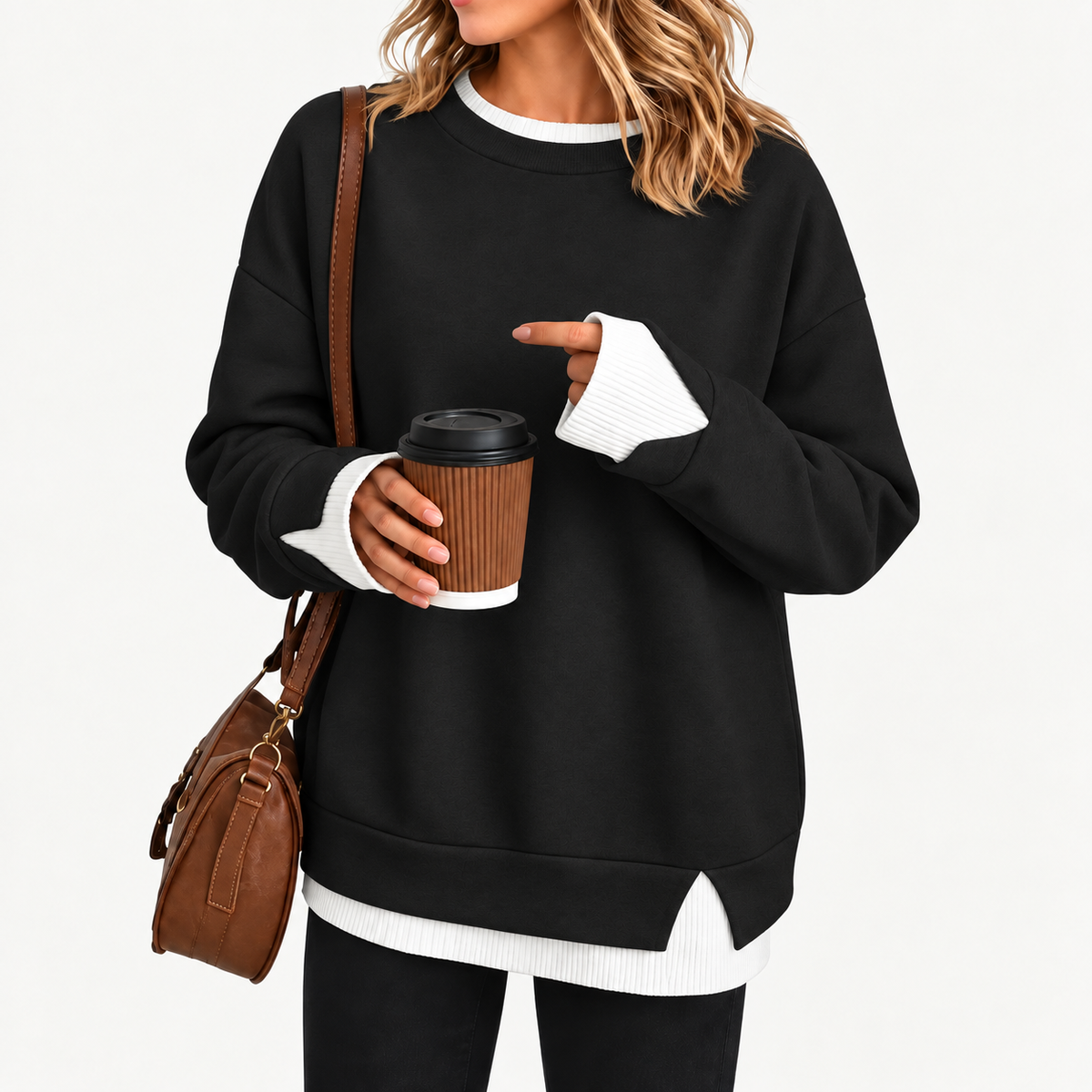 Zavelis™ Sweat Patchwork à Effet Superposé