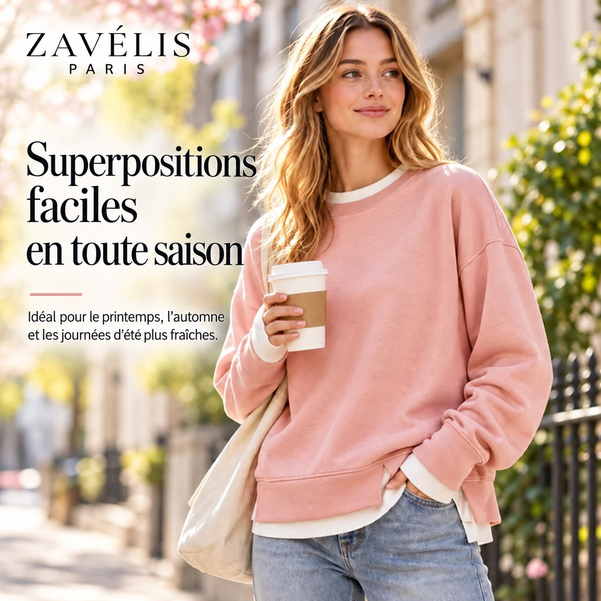 Zavelis™ Sweat Patchwork à Effet Superposé