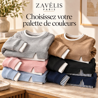 Zavelis™ Sweat Patchwork à Effet Superposé