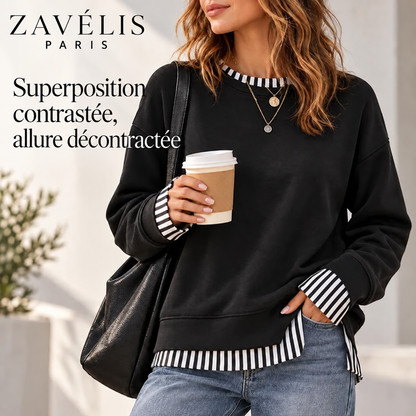 Zavelis™ Sweat Patchwork à Effet Superposé