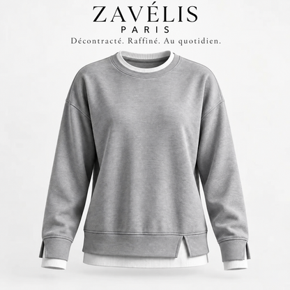 Zavelis™ Sweat Patchwork à Effet Superposé