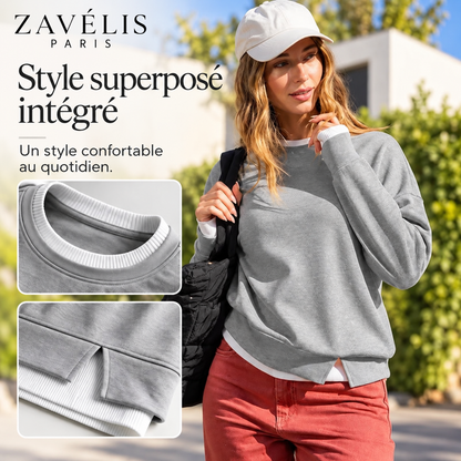 Zavelis™ Sweat Patchwork à Effet Superposé