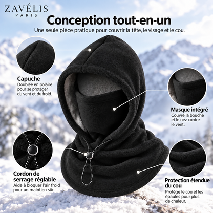 Zavelis™ Cagoule d’Hiver Doublée Polaire avec Cache-Visage Intégré
