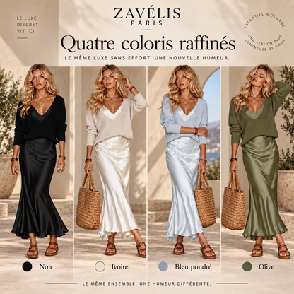 Zavelis™ Ensemble 2 Pièces Silque en Maille & Satin