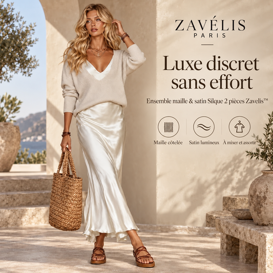 Zavelis™ Ensemble 2 Pièces Silque en Maille & Satin
