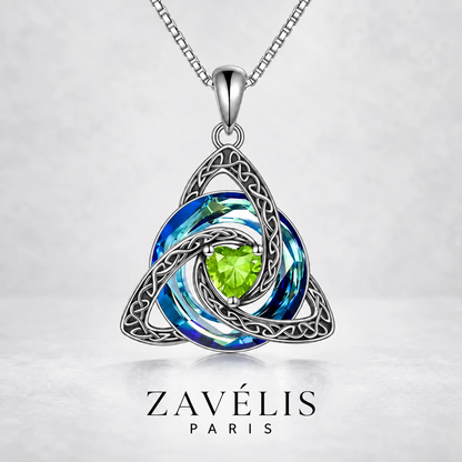 Zavelis™ Collier Nœud Celtique de la Trinité avec Pierre de Naissance