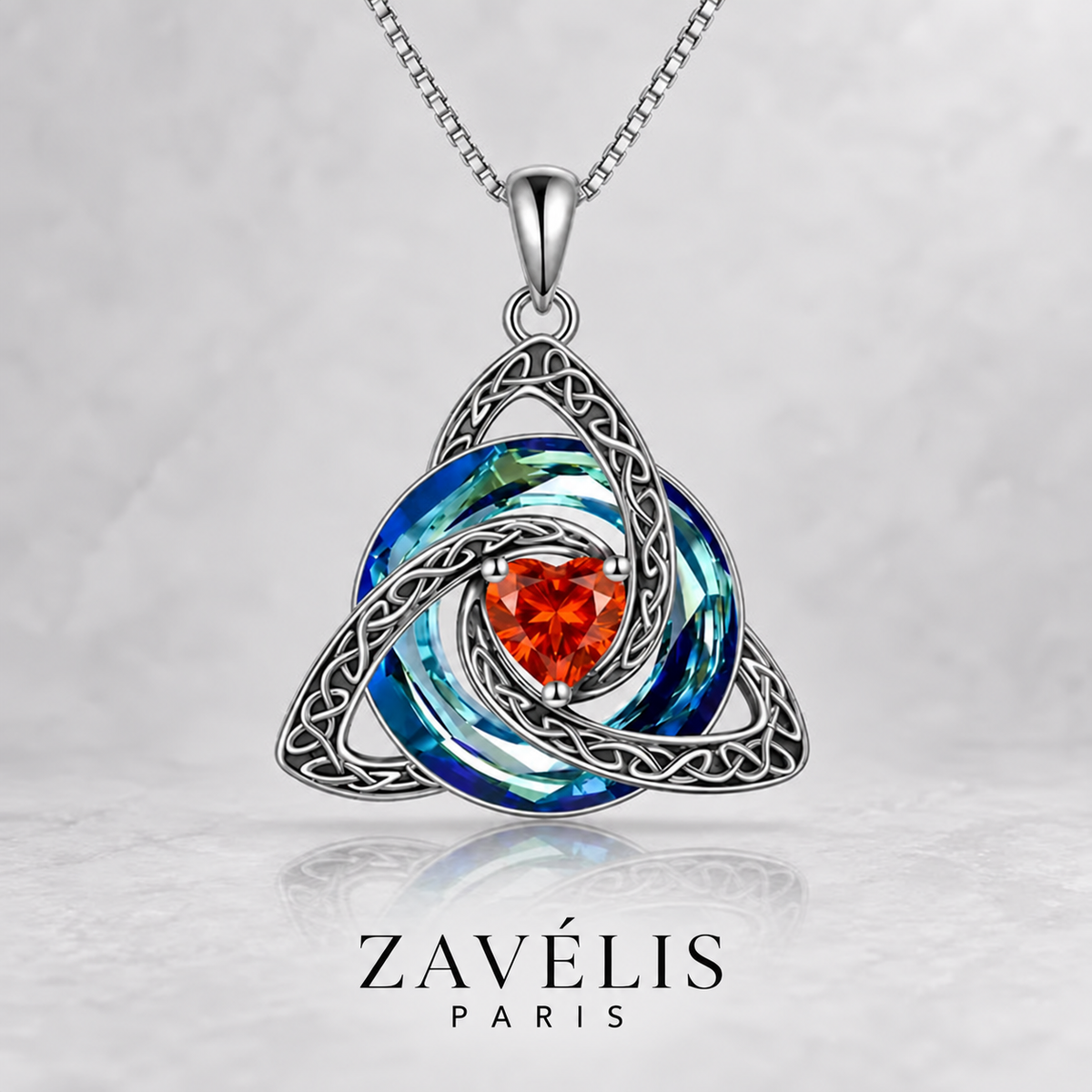 Zavelis™ Collier Nœud Celtique de la Trinité avec Pierre de Naissance