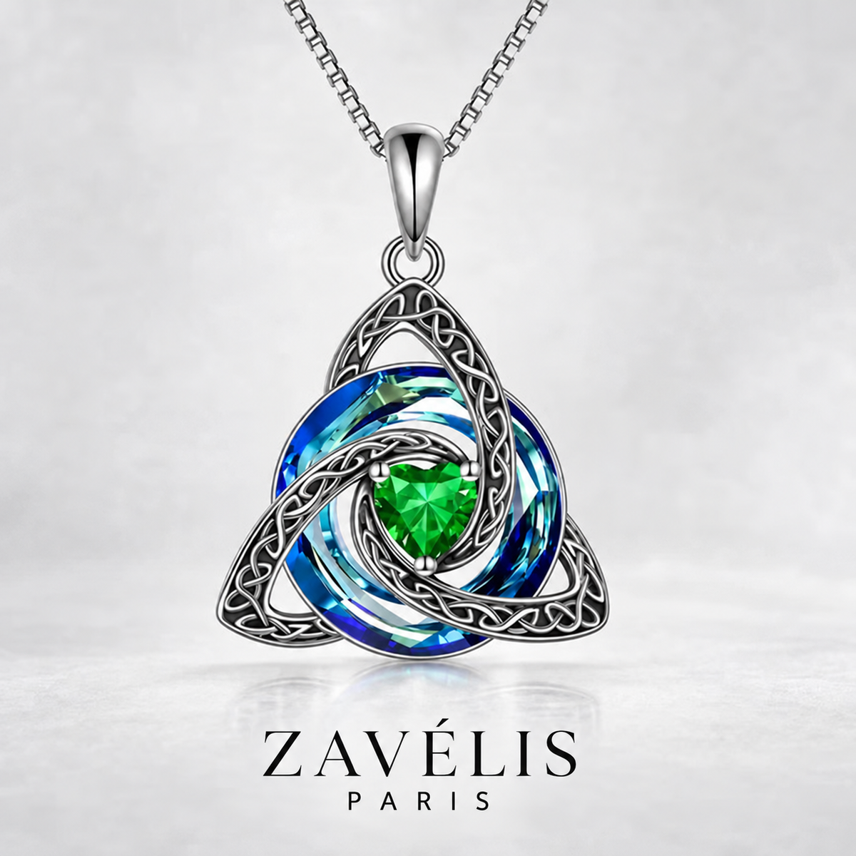 Zavelis™ Collier Nœud Celtique de la Trinité avec Pierre de Naissance
