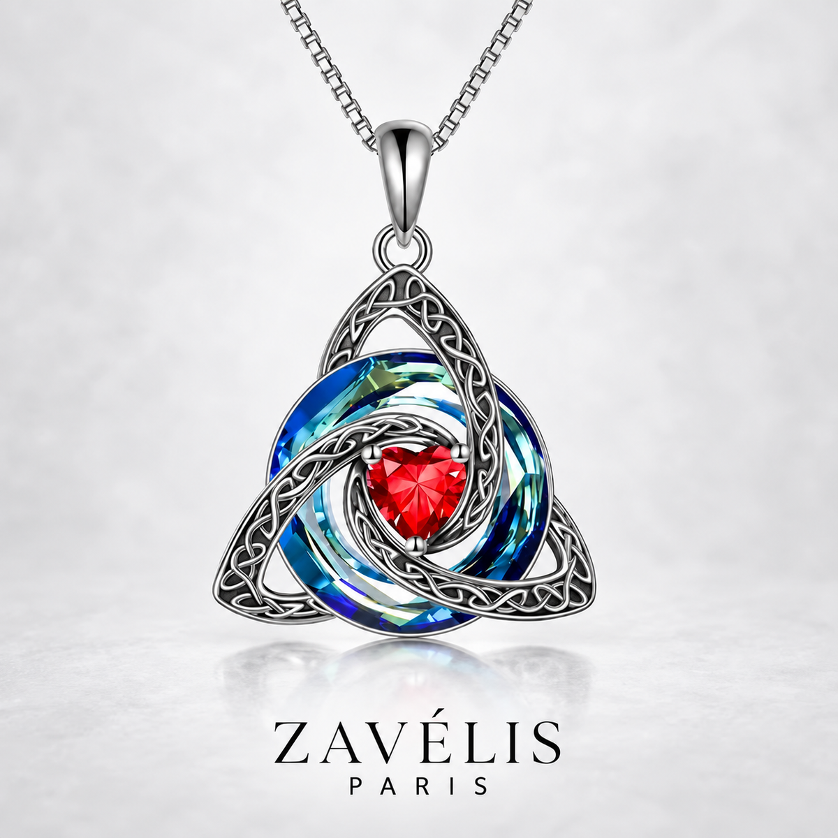 Zavelis™ Collier Nœud Celtique de la Trinité avec Pierre de Naissance