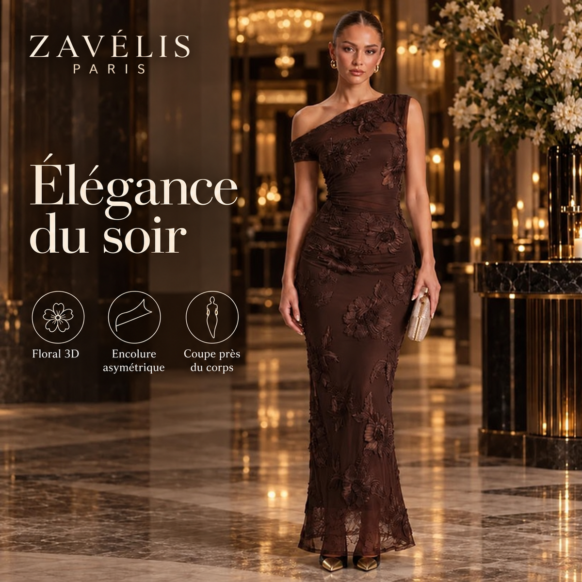 Zavelis™ Robe Fleuréa en Tulle Floral 3D