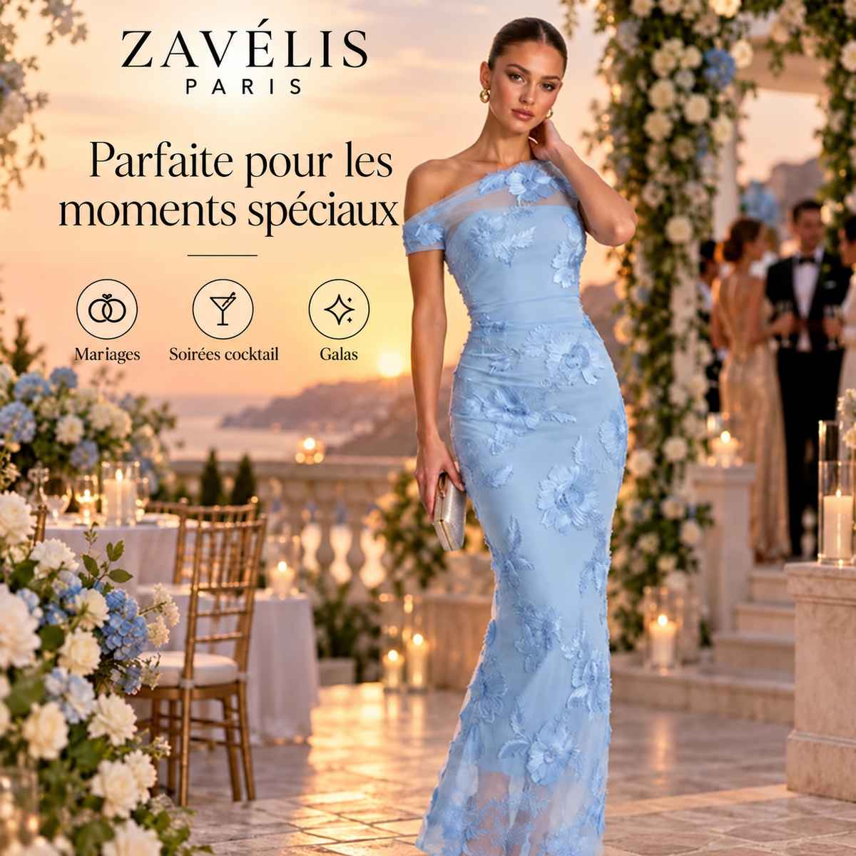 Zavelis™ Robe Fleuréa en Tulle Floral 3D