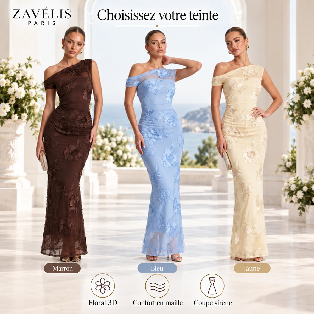 Zavelis™ Robe Fleuréa en Tulle Floral 3D