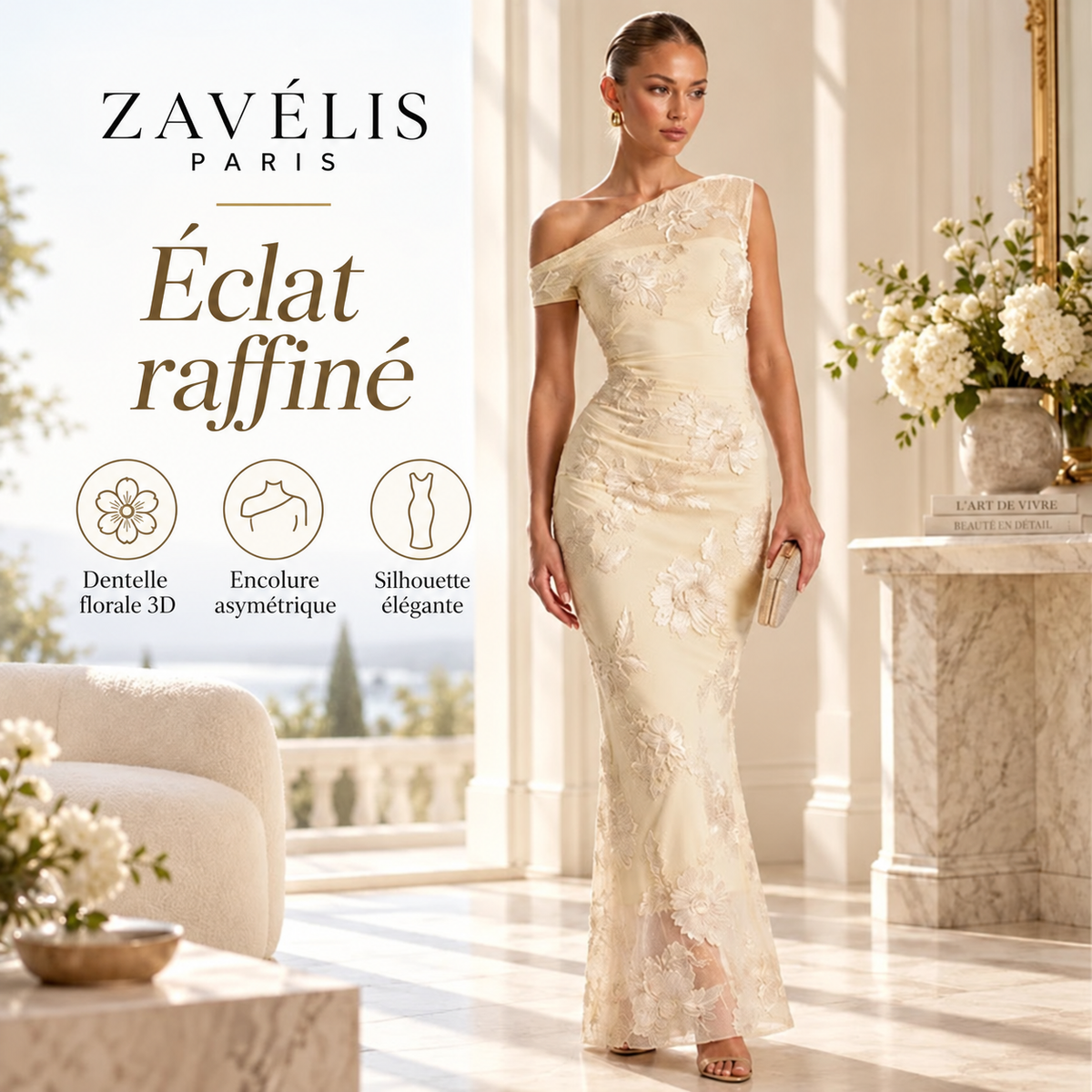 Zavelis™ Robe Fleuréa en Tulle Floral 3D