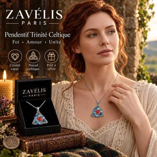 Zavelis™ Collier Nœud Celtique de la Trinité avec Pierre de Naissance