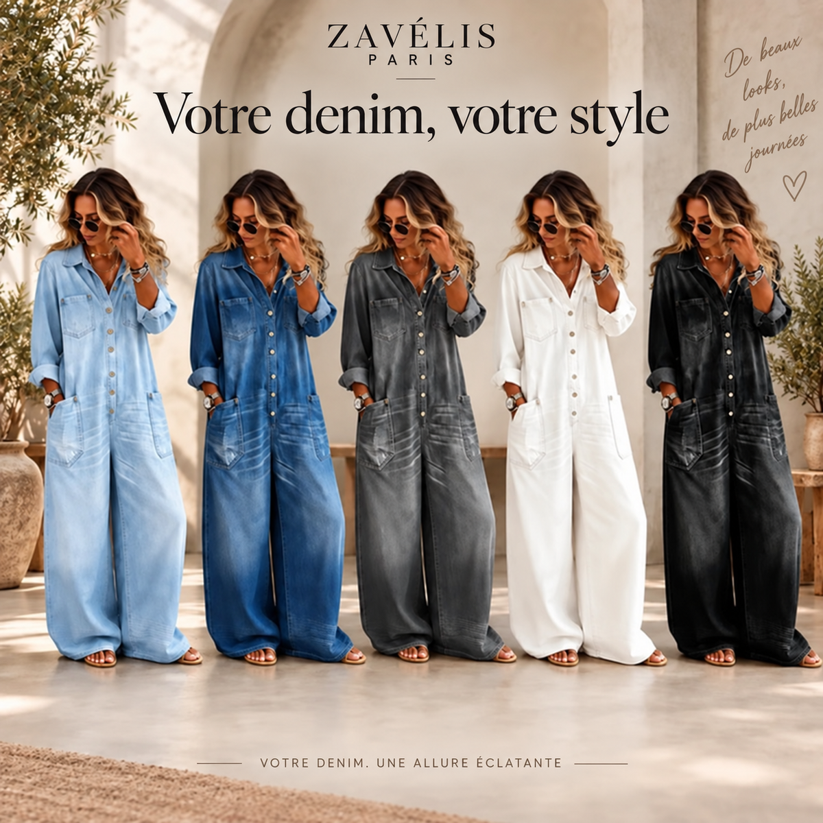 Zavelis™ Combinaison en Jean Oversize Femme