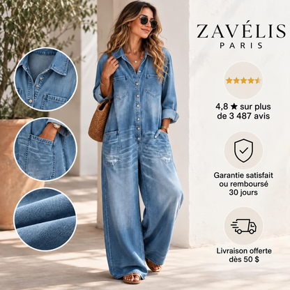 Zavelis™ Combinaison en Jean Oversize Femme