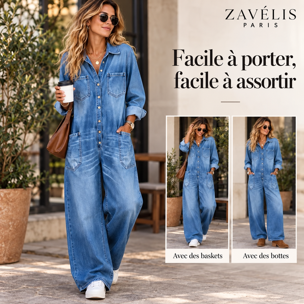 Zavelis™ Combinaison en Jean Oversize Femme