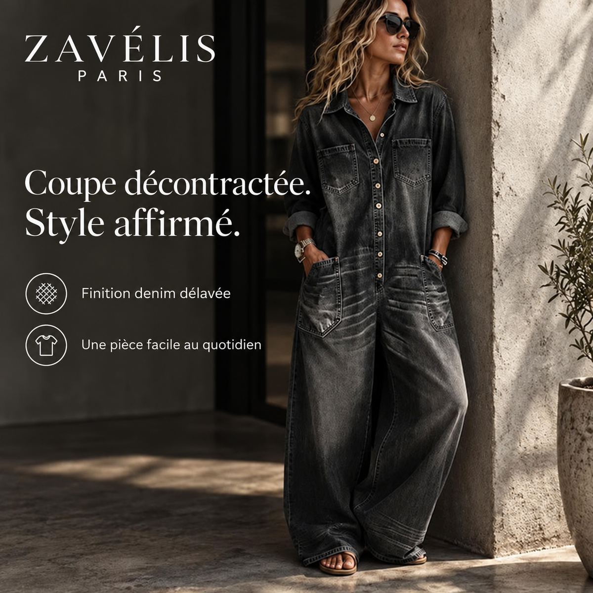Zavelis™ Combinaison en Jean Oversize Femme