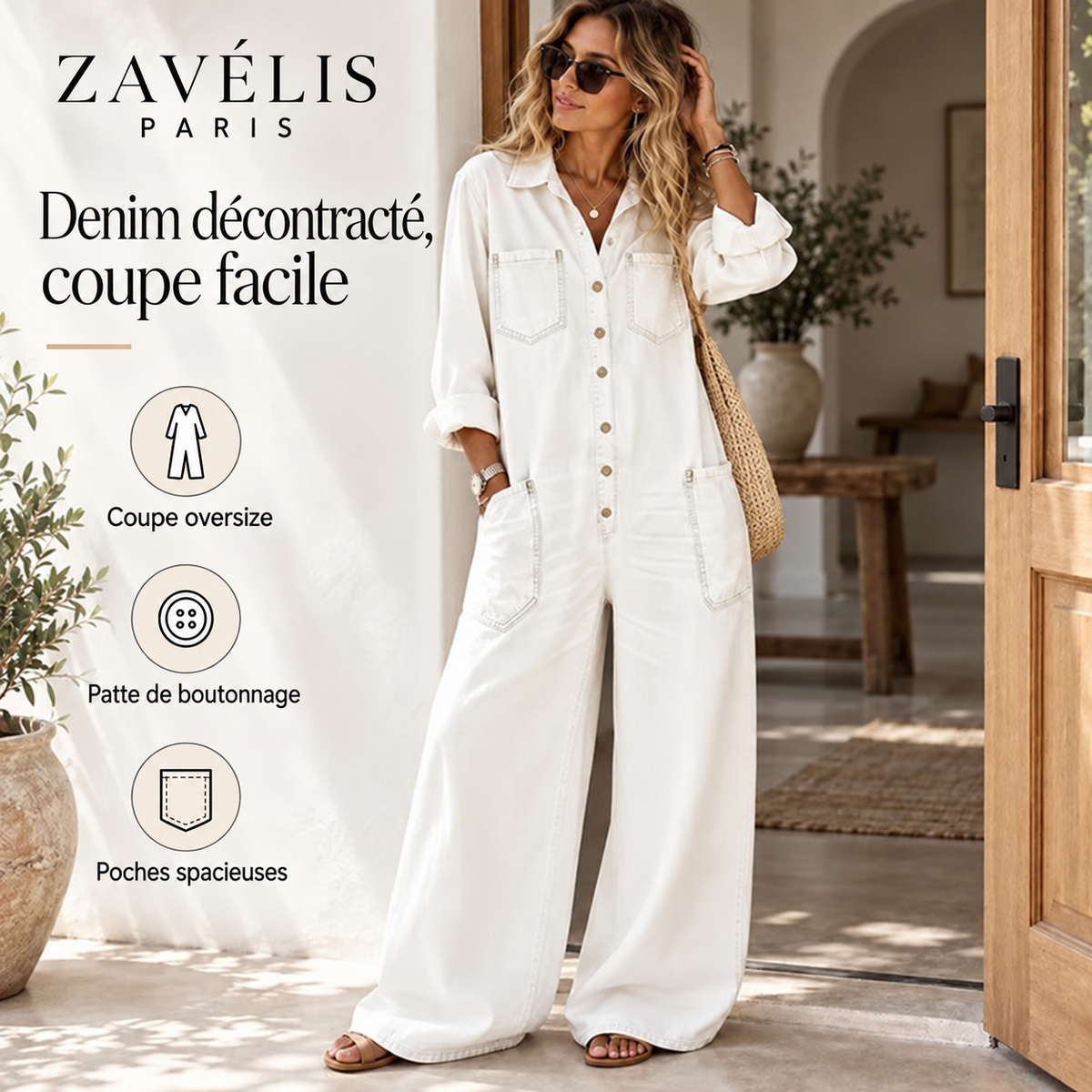 Zavelis™ Combinaison en Jean Oversize Femme