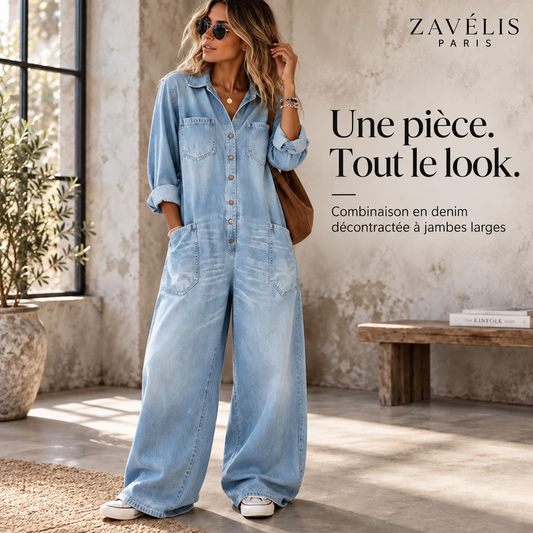 Zavelis™ Combinaison en Jean Oversize Femme