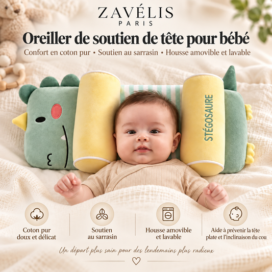 Zavelis™ Oreiller de Soutien pour la Tête de Bébé – Coton & Sarrasin