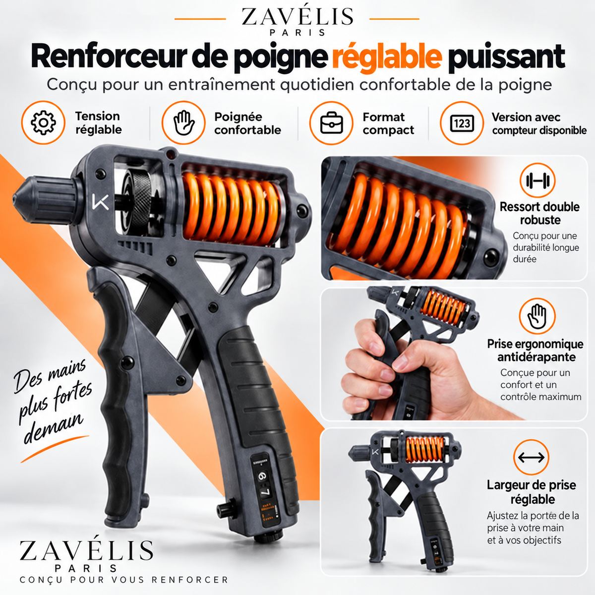 Zavelis™ PowerGrip Renforceur Réglable Main & Avant-Bras