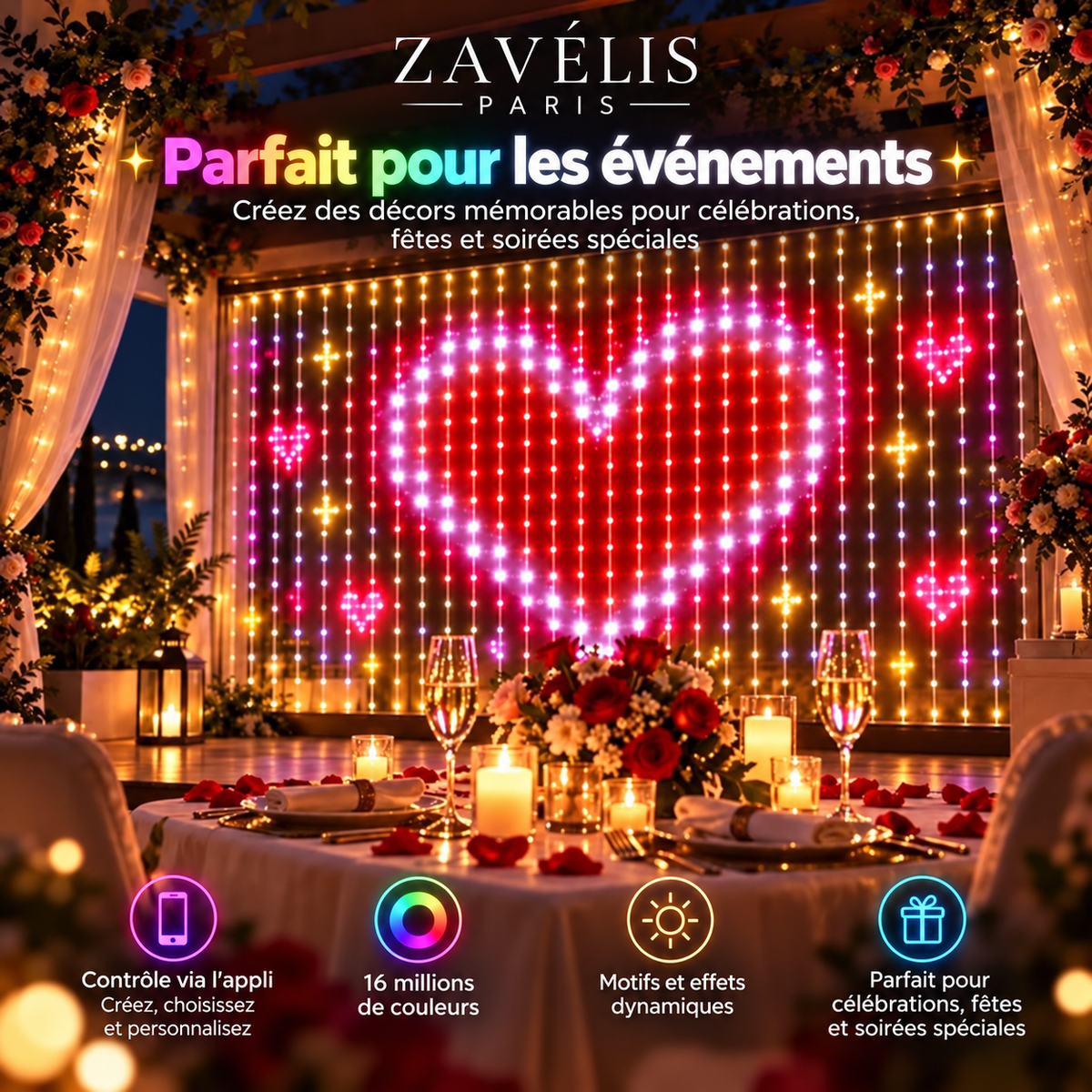 Zavelis™ Rideau Lumineux LED Intelligent