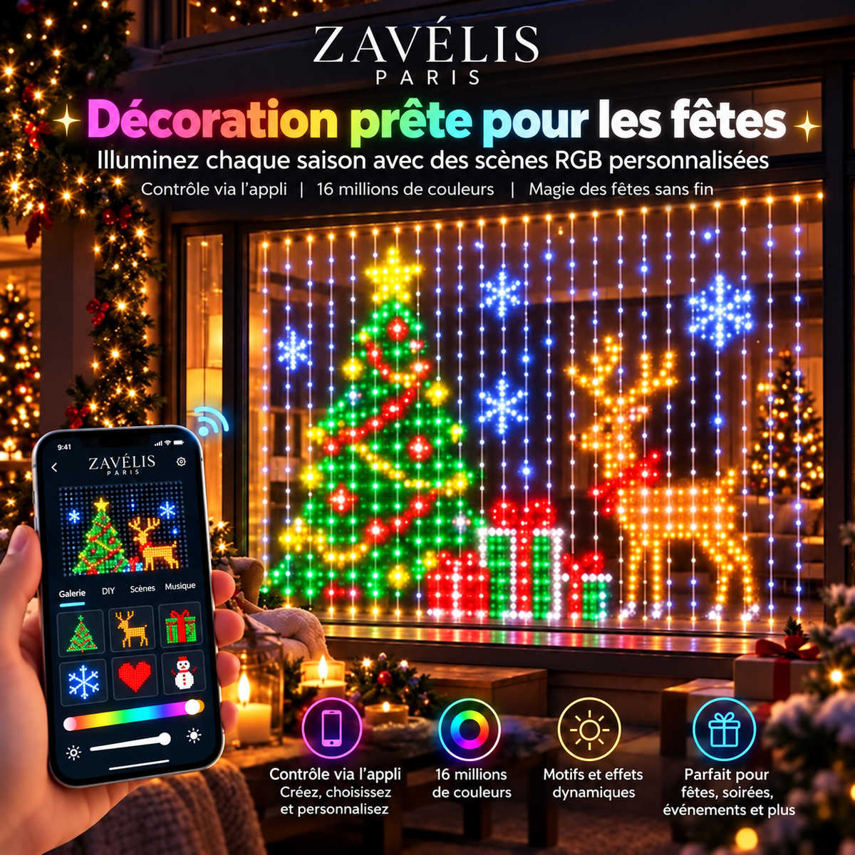 Zavelis™ Rideau Lumineux LED Intelligent