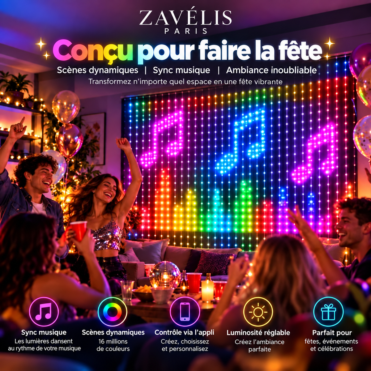 Zavelis™ Rideau Lumineux LED Intelligent