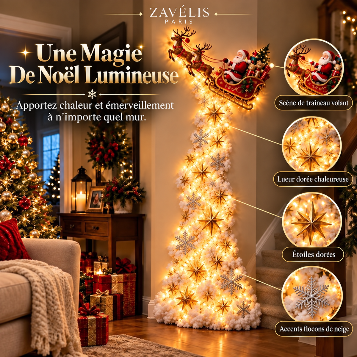 Zavelis™ Magic Trail Décoration Murale Lumineuse de Noël